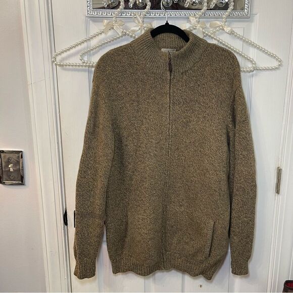 L.L. Bean Other - L.L. Bean Men's Tan Zip-Up Ultimate 100% Lambs Wool Sweater